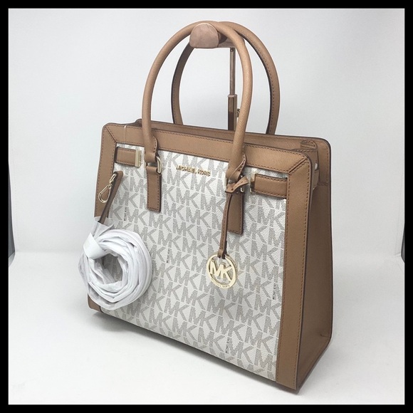 MICHAEL Kors Large Dillon Satchel Vanilla & Acorn Signature Mk - Picture 7 of 16